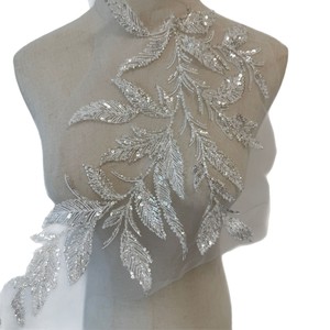 240 Piezas de Apliques de Encaje de Doble Cuentas de <span class=keywords><strong>Alta</strong></span> Gama, Hoja Grande Blanca de un Solo Lado para Vestido de Novia, Tocado, Suministros de Bricolaje - Product Image 5