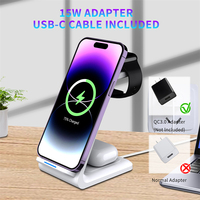 Support de chargeur sans fil magnétique double bobine 3-en-1 personnalisé 15W avec port Type-C pour téléphones et montres connectées – Vente en gros