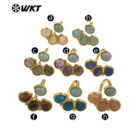 WT-R607 Magnifique design exclusif, anneaux plaqués or 18 carats avec quatre pierres précieuses naturelles, taille réglable pour femme, bijoux de mode