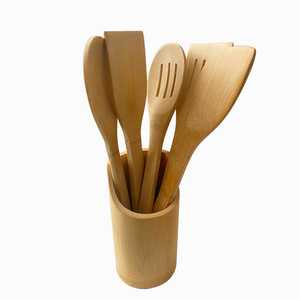 ชุดไม้พายไม้ไผ่ด้ามยาวไม่เคลือบสี อุปกรณ์ทำครัว ล้างมือเท่านั้น - Product Image 2