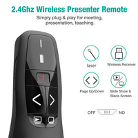 Puntero láser para presentador remoto inalámbrico USB RF de 2,4G, láser rojo para presentaciones efectivas de PowerPoint PPT