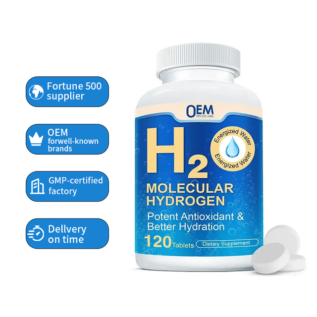 OEM H2 Molecular Hydrogen Tablets Fast Dissolving High Concentration 120 2 Tablets Per Dose Immune Support Antioxidant Exercise