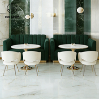 Koffieshop ronde marmeren café- en restaurantstoelen met tafelsets, booth zitmeubilair, bank, zitbank