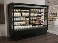 Réfrigérateur de présentation grande capacité à branchement direct pour supermarché, idéal pour produits frais, lait et boissons