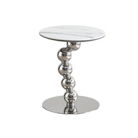 Table d'angle italienne de luxe minimaliste en pierre microcristalline Design simple et moderne en acier inoxydable pour café ou canapé Utilisation latérale
