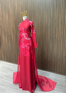 Robe de soirée longue en soie de luxe pour femmes, manches longues, élégante, tissu doux de qualité supérieure - Product Image 2