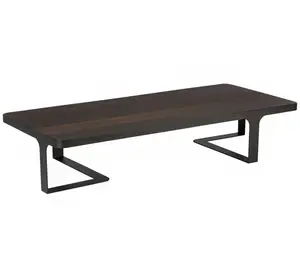 Modern ideas unique design rectangular for living room with metal base walnut coffee table