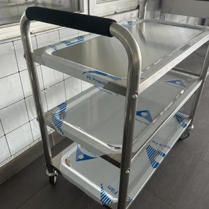 Victory Three-Layer Stainless Steel Trolley Inox <b>Handcart</b> Dining Car for Kitchen Restaurant Supplies Hotel Equipment Wholesale - Product Image 5