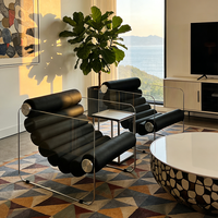 Fauteuil inclinable en acrylique transparent de designer italien, fauteuil lounge minimaliste en cuir, salon, meubles de luxe, canapé simple