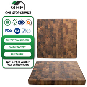 เขียงไม้ทรงสี่เหลี่ยมแบบ End Grain ทนทาน ถาดเสิร์ฟอาหาร ถาดชิ้นส่วนเนื้อสัตว์ ทำจากไม้กระถินณรงค์แข็งแรง เหมาะสำหรับเชฟ ใช้ในครัว หรือเป็นของขวัญ - Product Image 1