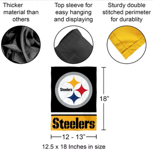 Bandera de Poliéster Personalizada al por Mayor de los Pittsburgh <span class=keywords><strong>Steelers</strong></span> con Diseño de Doble Cara de 30*45cm para Decoración de Jardín al Aire Libre - Product Image 3