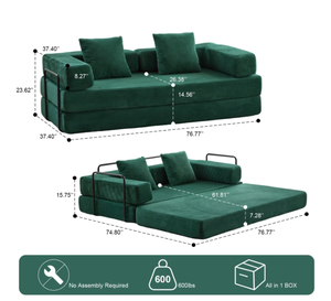 Divano da Pavimento, Divano Comprimibile, Divano Letto Convertibile da Pavimento con Supporto per la Schiena e Braccioli, Comodo <span class=keywords><strong>Futon</strong></span> Lounge Letto - Product Image 2