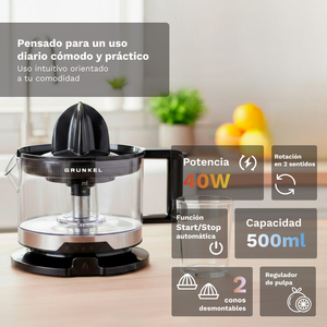 Spremiagrumi Grunkel 40W 5 velocità con spremiagrumi reversibile per la preparazione di succo d'arancia fresco - Product Image 2