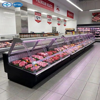 Réfrigérateur commercial pour boucherie, vitrine réfrigérée pour viande fraîche, refroidissement par air, éclairage LED, vitrine en verre, refroidisseur de viande à poser sur comptoir
