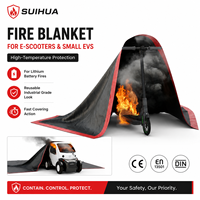 Couverture anti-feu pour scooter 4*5m grise, en fibre de verre enduite de silicone, sans œillets, avec sangles de traction pour une couverture et une isolation rapides