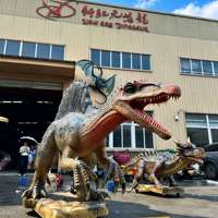 Modèle de dinosaure animatronique réaliste, équipement de parc d'attractions extérieur, interaction Dino World Dragon
