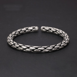 Bijoux Viking en argent Sterling 925, Bracelet tressé pour hommes et femmes, boutons de manchette tricotés Vintage, Style Punk Rock, Bracelet tissé à la main