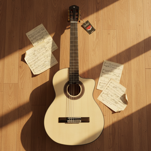 <span class=keywords><strong>Guitarra</strong></span> Clásica Española de Flamenco Geake K-300C de Alta Calidad, Tamaño 4/4, Acabado Brillante, Abeto Macizo, Mástil de Palisandro y Caoba, Agagis - Product Image 1