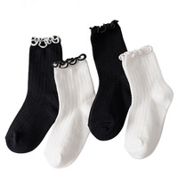 Chaussettes en coton mi-mollet de style coréen pour filles chaussettes en dentelle mignonnes pour printemps automne collège bébé en gros
