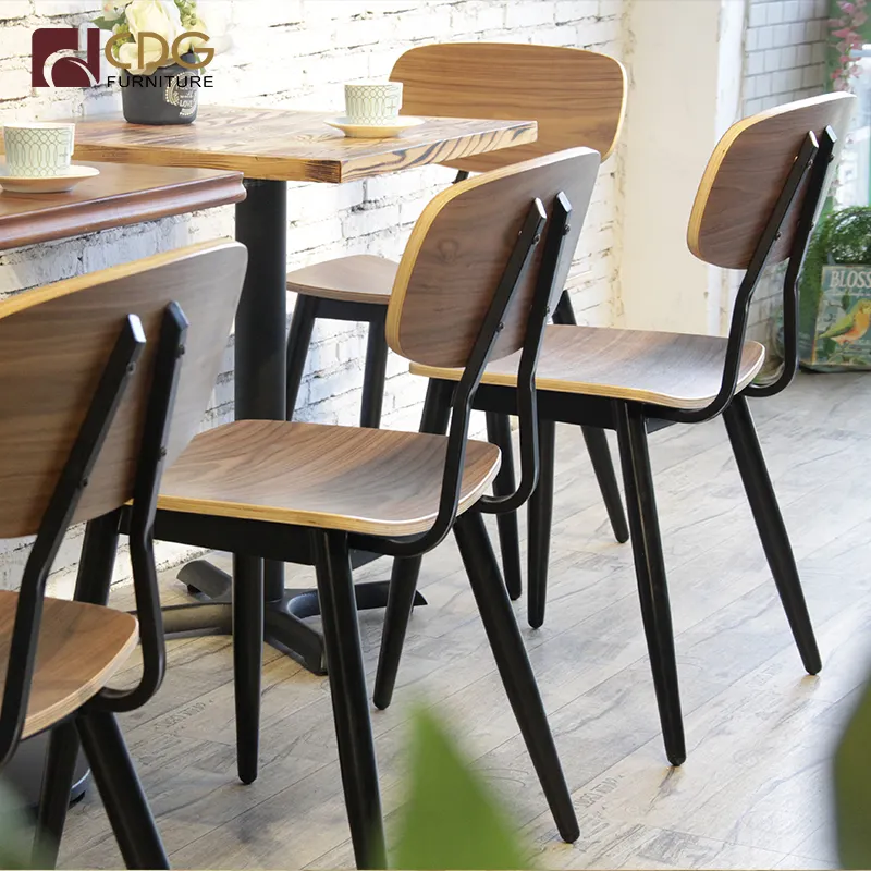 Модный дизайн, деревянный металлический винтажный стул, стул для столовой KD, Темный Деревянный Стул