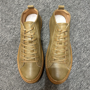Chaussures montantes en cuir véritable pour hommes, bout rond, couleur unie, légères, respirantes, chaudes, baskets décontractées automne-hiver 2025 - Product Image 2