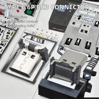 Conector USB Tipo C 6P de Montaje Vertical YILI SDKF, Gris Cobre, para PCB, con Opciones de Longitud