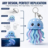 Porte-clés mascotte méduse en peluche personnalisé, faible MOQ, commande personnalisée, service d'échantillonnage rapide, logo brodé, cadeau promotionnel personnalisé