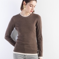 Pull en laine pour femme, deux pièces, col rond, manches longues, coupe ajustée, tricot doux, pull en maille, vêtements pour femmes
