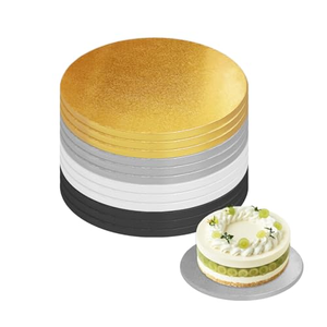 Plateau à gâteau rond et rectangulaire en carton ondulé blanc de 4, 6, 8, 10, 12, 14 pouces, prix de gros, lot de 24 plateaux à gâteau dorés - Product Image 1