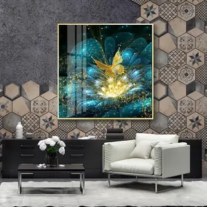 Bella farfalla in colore dorato pittura decorativa a parete moderno arti della parete della pittura di cristallo forniture di pittura su porcellana