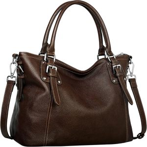 Sac à main Hobo en cuir HESHE pour femme, grande capacité, sac à bandoulière avec poignée supérieure, sac fourre-tout - Product Image 1