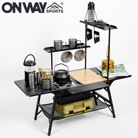 Onwaysports Table d'extérieur professionnelle avec étagère amovible Table de camping haute réglable 2 + 2 unités IGT