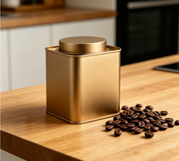 Boîte à thé carrée en fer blanc avec logo personnalisé, boîte de rangement durable en fer blanc pour grains de café, conteneur scellé de qualité alimentaire, taille personnalisée pour cadeau