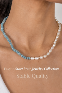 Collier personnalisé en perles baroques d'eau douce, plaqué or, en acier inoxydable, avec pierres naturelles, faible MOQ, pour la collection d'été - Product Image 2