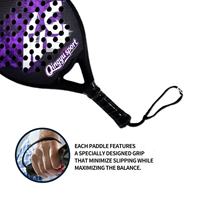 Raquette de padel en fibre de carbone personnalisée Qingyu OEM, raquette de paddle-tennis professionnelle, légère et durable, avec design.