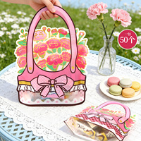 Nouveau sac à main en forme de panier de fleurs de dessin animé avec fenêtre, idéal pour bonbons, cadeaux floraux, et emballage de friandises pour fêtes