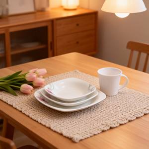 Juego de Vajilla Moderno y Duradero de Opalware HARVIT - Diseño Cuadrado de 4 Piezas, Apto para Lavavajillas - Product Image 2