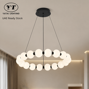 Lustre moderne à anneaux LED 30W avec télécommande, variateur d'intensité, trois couleurs, structure métallique pour salle à manger et salon intérieurs - Product Image 1