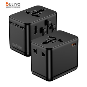 OULiYO Travel <b>Adapter</b> PD45W GaN 2AC Universal <b>Plug</b> Converter with Type C and D Ports for Global Use - Product Image 5