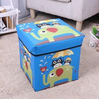 Taburete de almacenamiento de tela de dibujos animados para niños, organizador de juguetes multiusos, caja de almacenamiento de juguetes plegable para el hogar, contenedores con tapa