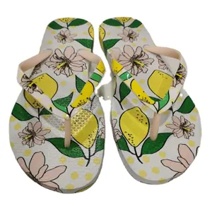 Digital de impresión de transferencia de flip flops con flores sandalias flip flop zapatos de marca