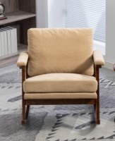 Fauteuil d'appoint moderne, fauteuil à bascule avec structure en bois massif, chaises rembourrées pour salon, fauteuil de lecture pour chambre à coucher