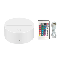 Lampe de nuit moderne en acrylique ABS 3D, 16 couleurs, avec base, télécommande, alimentation par piles/USB, lampe LED à intensité variable pour la décoration de la maison