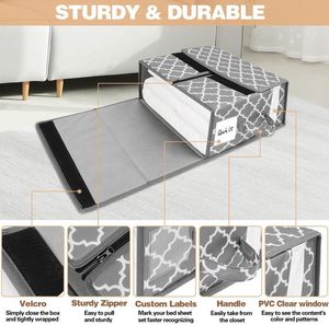 SheetCube Organisateurs de draps de <span class=keywords><strong>lit</strong></span> et rangement Boîte de rangement pliable <span class=keywords><strong>pour</strong></span> literie Conteneur avec fenêtre et étiquette <span class=keywords><strong>pour</strong></span> couverture Housse de <span class=keywords><strong>couette</strong></span> - Product Image 4