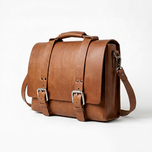 Maletín de Cuero Vintage con Solapa para Hombre, Bolsa de Mensajero para Portátil con Correa de Hebilla, Bolso de Cuero Vacuno de Lujo para Oficina y Trabajo - Product Image 1