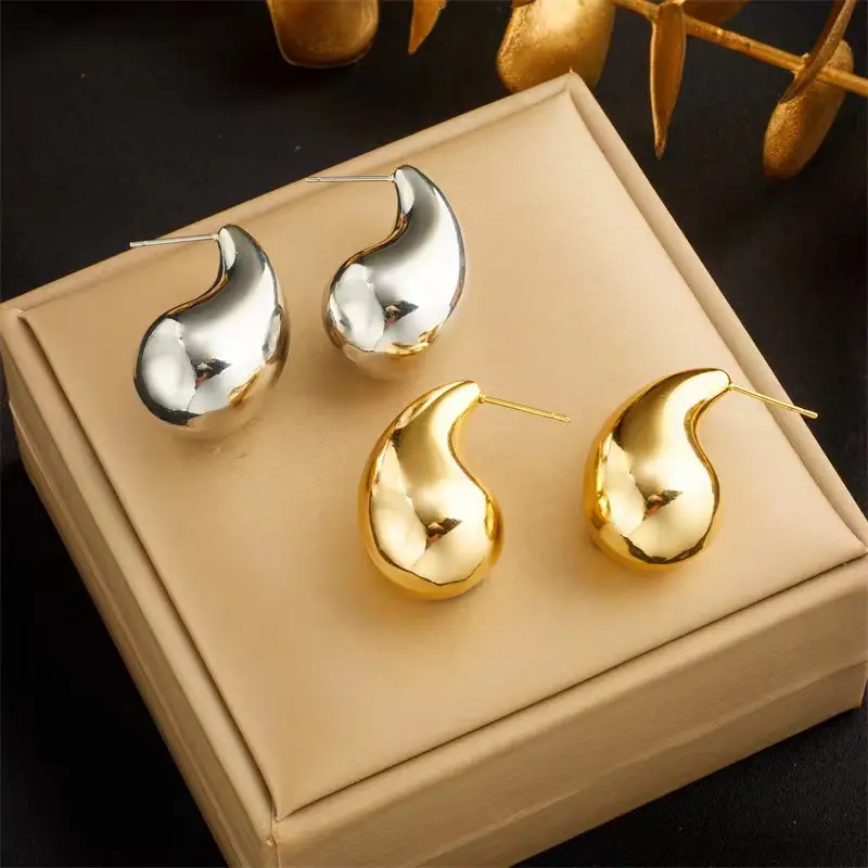 New fashion hot sale Geometric 18K gold plated stainless steel teardrop earrings stud for women