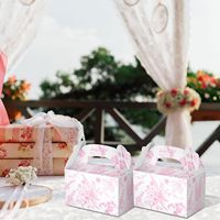 Boîtes cadeaux en papier rose à motifs floraux, boîtes à friandises de style chinois imprimées de fleurs pour mariage et anniversaire
