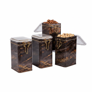 Rectangular Metal <b>Box</b> <b>set</b> 75x100x150 mm (3 Pcs ) Wire Clasp and Transparent Lid Rock and Gold Rock and Gold Design - Product Image 2
