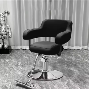 Silla <span class=keywords><strong>de</strong></span> Barbero <span class=keywords><strong>de</strong></span> Cuero Sintético <span class=keywords><strong>de</strong></span> Lujo, con Marco Metálico y Altura Ajustable, Sillas <span class=keywords><strong>de</strong></span> Espera para Clientes - Product Image 1