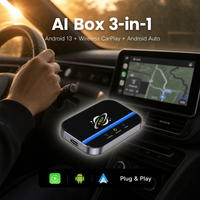 Caja AI Inalámbrica 3 en 1 para CarPlay y Android Auto, Android 13, 2GB+16GB, GPS, Bluetooth, Netflix, YouTube, Spotify, OEM, ODM, MOQ Bajo